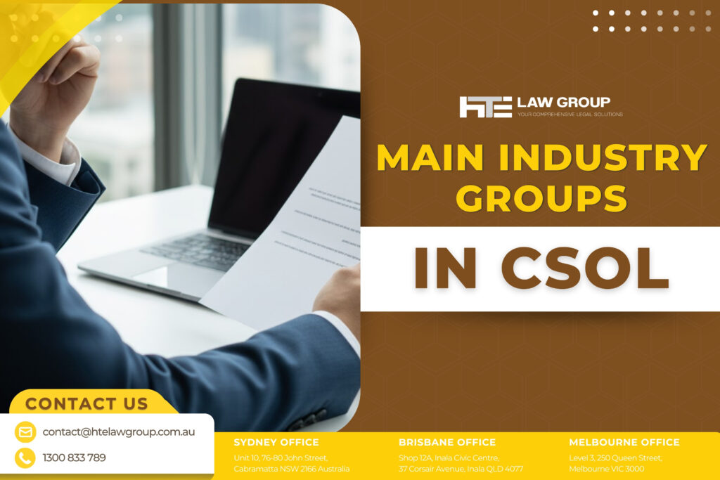 Main industry groups in 482 visa occupation list