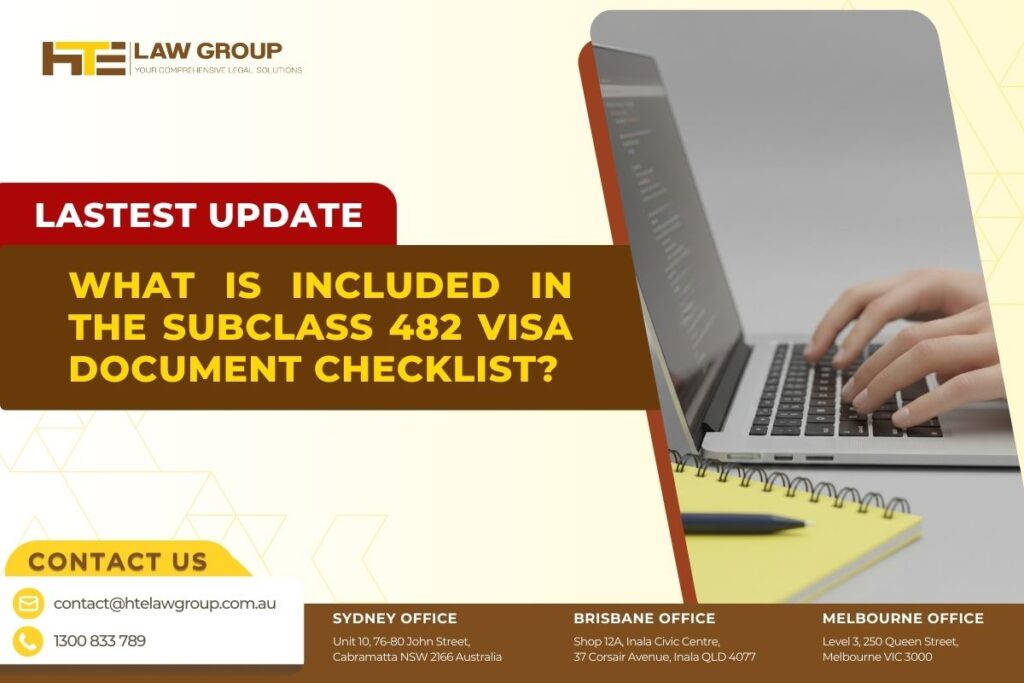 What is included in the Subclass 482 visa document checklist